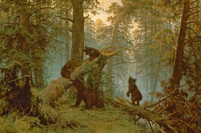 Manhã em uma floresta de pinheiros, 1889 de Ivan Ivanovich Shishkin